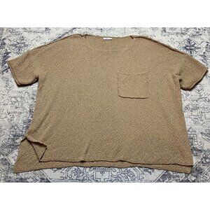 Chic‎ Soul Womens 2XL Tan Textured Short-Sleeve Top With Front Pocket Stretch